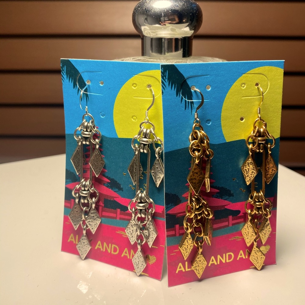 Gold and Silver Alex and Ani Dangle Earrings